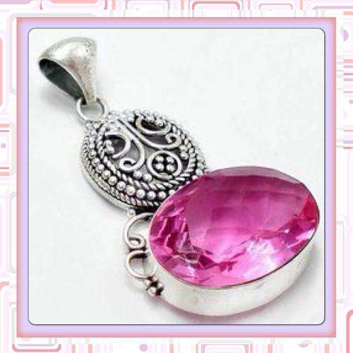 ***EXCEPTIONALLY PRETTY***Solid Silver Pink Topaz Pendant