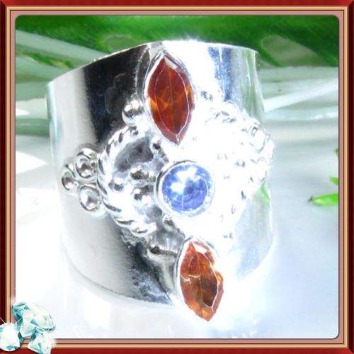 ***INCREDIBLE***NATURAL GARNET+AMETHYST 925 SILVER RING SIZE 8 1/2; N5316