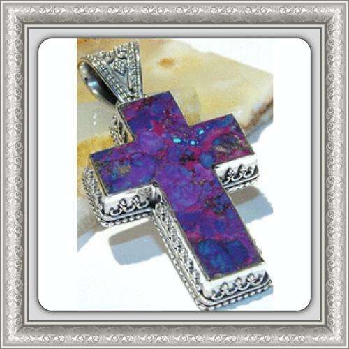 ***EXCEPTIONAL*** TURQUOISE CROSS SET IN .925 Sterling SILVER