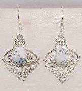 Winter Dendrite Opal 100% Pure 925 Solid Sterling Silver Filigree Earrings
