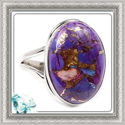 .***GORGEOUS!!*** PURPLE COPPER TURQUOISE SOLID STERLING SILVER RING SIZE 9