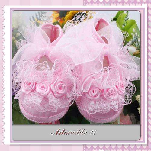 **ABSOLUTELY ADORABLE** Cute Baby / Toddler Non-Slip Shoes Rose Flower Lace Walking Shoes