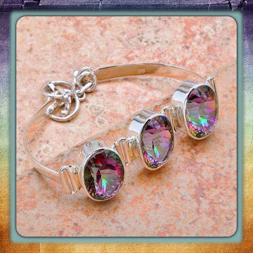 ***FLASHING*** RAINBOW COLOR TOPAZ 925 STERLING SILVER BRACELET