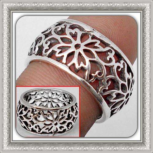 **INCREDIBLE ONE OF A KIND** INDONESIAN BALI JAVA ISLAND 100% SOLID .925 STERLING SILVER RING size 8