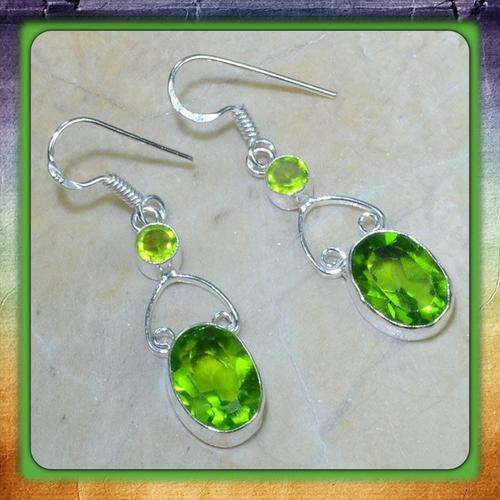 ***EXQUISITE***NATURAL PERIDOT STERLING SILVER EARRINGS