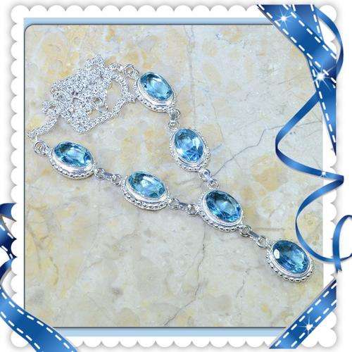 ***SENSATIONAL*** BLUE TOPAZ 925 STERLING SILVER NECKLACE