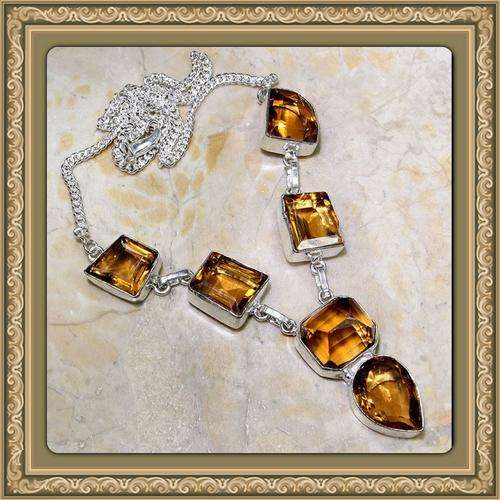 ***SENSATIONAL***ORANGE CITRINE 925 STERLING SILVER NECKLACE