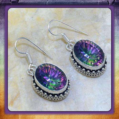***BREATHTAKING*** RAINBOW MYSTIC TOPAZ, 925 STERLING SILVER EARRINGS