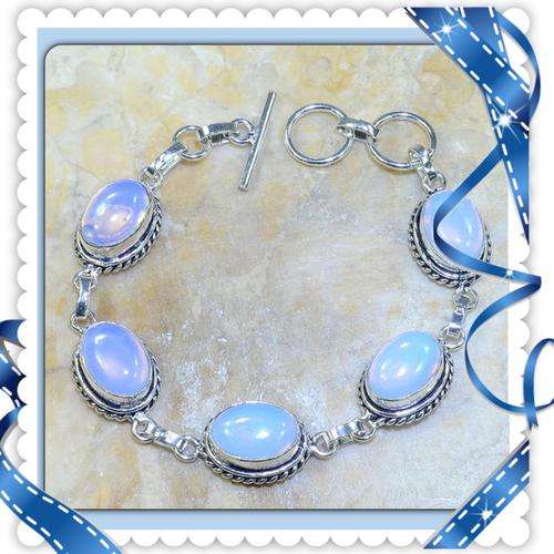 ***BREATHTAKING***NATURAL OPALITE .925 SILVER BRACELET