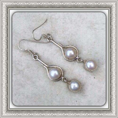 ***SOPHISTICATED*** WHITE PEARL , SOLID STERLING SILVER EARRINGS