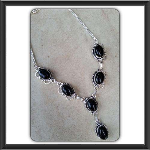 ***TIMELESS ELEGANCE*** BLACK ONYX .925 STERLING SILVER NECKLACE