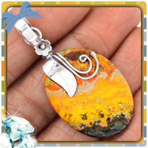 ***NEW ARRIVAL INTRO PRICE*** INDONESIAN BUMBLE BEE JASPER PENDANT SOLID .925 STERLING SILVER