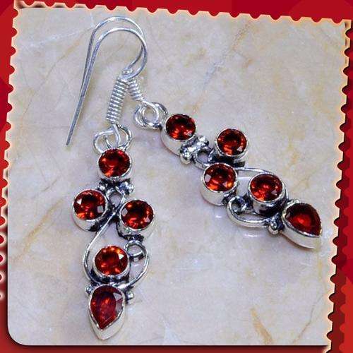 ***RADIANT***NATURAL GARNET, GEMSTONE EARRINGS, .925  SILVER