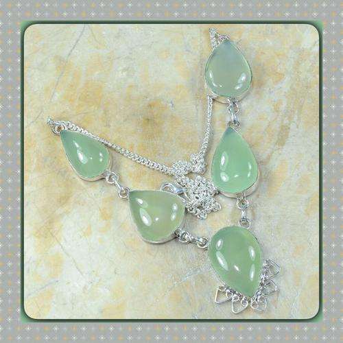***BEAUTIFUL SELDOM SEEN*** MINT GREEN CHRYSOPHASE GEMSTONE 925 SILVER NECKLACE