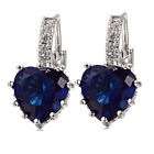 ***CHARMING TOP QUALITY***SAPPHIRE BLUE ,WHITE CRYSTAL LEVERBACK EARRINGS , 18K WHITE GOLD PLATED