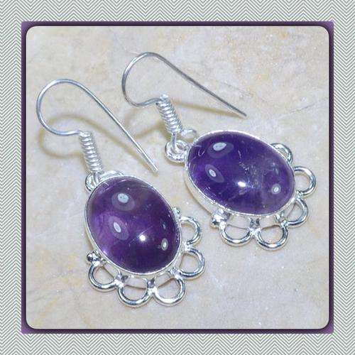 ***CHARMING*** NATURAL PURPLE AMETHYST GEMSTONE 925 SILVER EARRINGS
