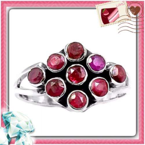 ***LOOKS SO BEAUTIFUL ON*** AAA NATURAL INDIAN RUBY RING SOLID .925 STERLING SILVER SIZE 8