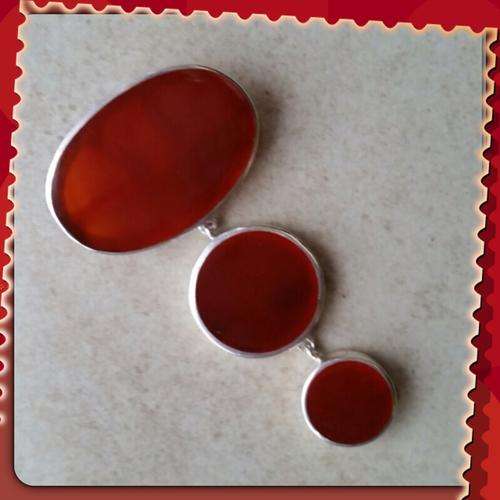 ***SPECTACULAR***DEEP RED AGATE DROPS PENDANT SOLID .925 STERLING SILVER