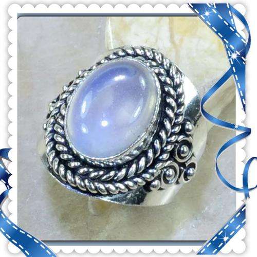 ***BREATHTAKING***NATURAL OPALITE GEMSTONE SILVER RING SIZE 10 1/4