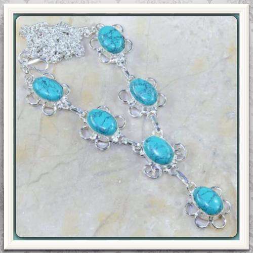 ***SENSATIONAL*** TURQUOISE, GEMSTONE  .925 SILVER NECKLACE 45CM