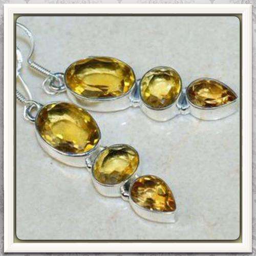 ****ABSOLUTELY STUNNING****NATURAL CITRINE,   SOLID. 925 STERLING SILVER EARRINGS