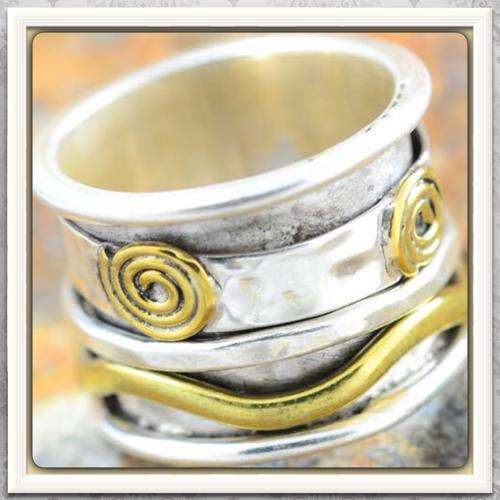***TRENDY***TWO TONE  SPINNER RING SOLID .925 STERLING SILVER ,COPPER SIZE 7 US import