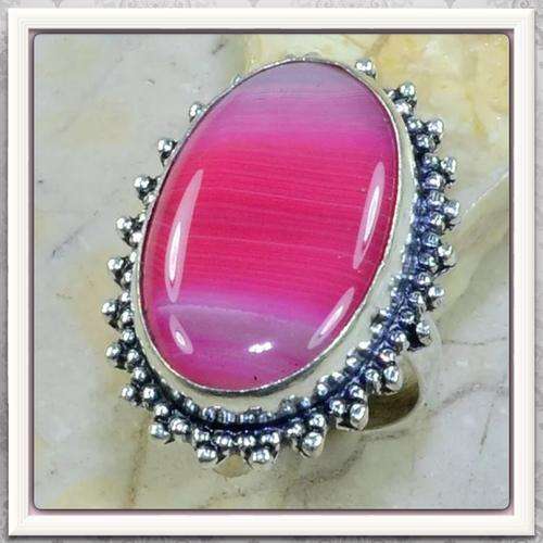 ***SUPERB***NATURAL PINK BOTSWANA AGATE,  .925 SILVER RING SIZE 9