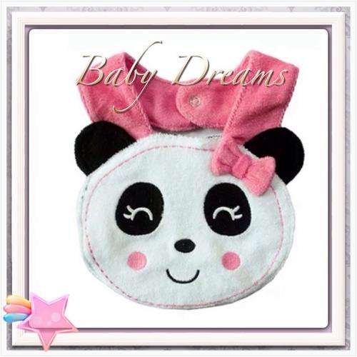 **BABY GIRL -PRETTY PANDA*** 3 LAYER WATERPROOF SOFT TOWELING BIB WITH EASY SNAP CLOSING