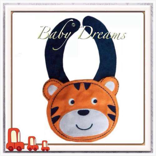 **BOYS - CUTE TIGER*** 3 LAYER WATERPROOF SOFT TOWELING BIB WITH EASY SNAP CLOSING