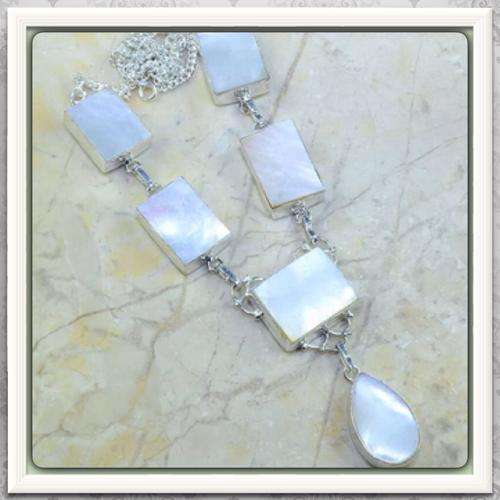 ***WONDERS OF NATURE*** NATURAL MOTHER OF PEARL .925  SILVER NECKLACE
