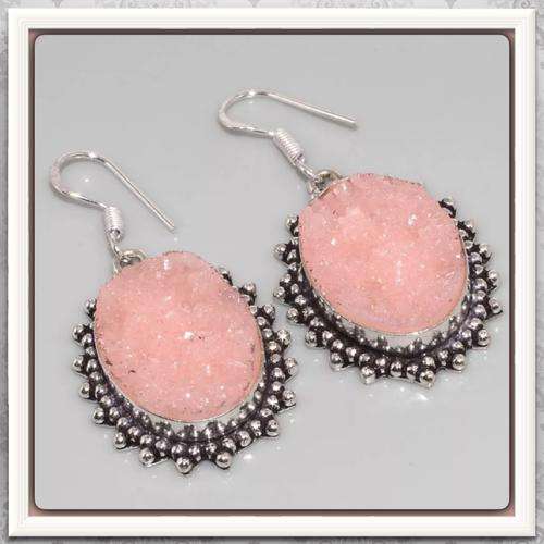 *** DONT MISS THIS GORGEOUS FIND**AMAZING SALMON DUSTY PINK AGATE DRUZY GEMSTONE 925 SILVER NECKLACE