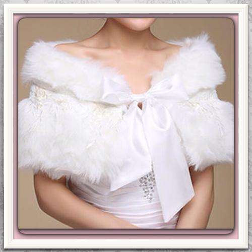 ***BRIDAL ELEGANCE*** LUXURIOUS BRIDES WEDDING LACE, SATIN, FAUX FUR STOLE/ WRAP/SHRUG