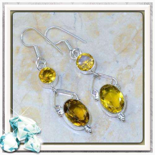 ***ENCHANTING*** NATURAL CITRINE HALLMARKED .925 STERLING SILVER EARRINGS