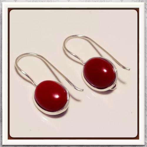 ***ABSOLUTLELY STUNNING*** RED CORAL NATURAL GEMSTONE SOLID .925 SILVER EARRINGS
