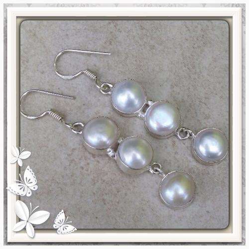 ***REALLY SPECIAL*** ELEGANT NATURAL RIVER PEARL .925  STERLING SILVER EARRINGS