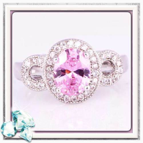 ***SUMMER PASTELS***5 CT PINK QUARTZ GEMSTONE 9 KT WHITE GOLD FILLED RING SIZE 8