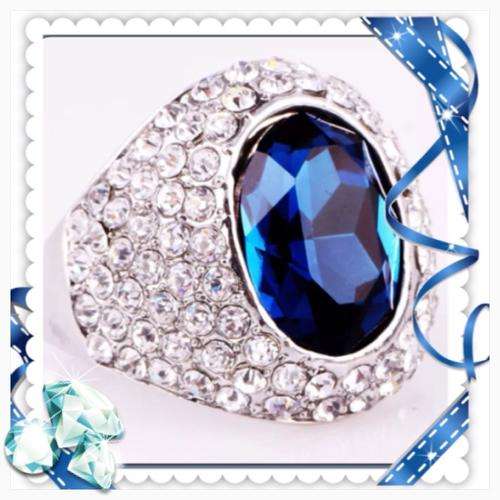 ***MOST SPECTACULAR***DAZZLING 6 CT  SAPPHIRE BLUE GEMSTONE 9KT WHITE GOLD FILLED DRESS RING SZ 7.5