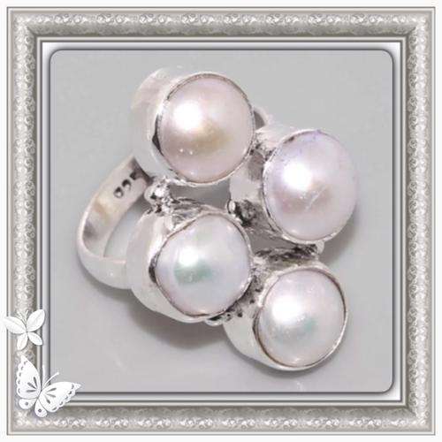 ***INCREDIBLY BEAUTIFUL*** NATURAL RIVER PEARL ,  .925  SILVER SIZE 7