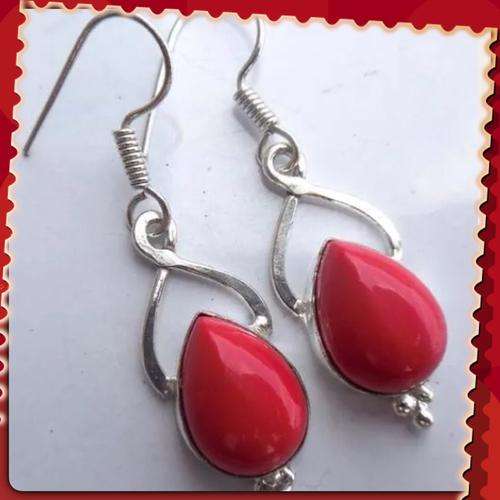 ***ABSOLUTLELY STUNNING*** RED CORAL NATURAL GEMSTONE .925 SILVER EARRINGS