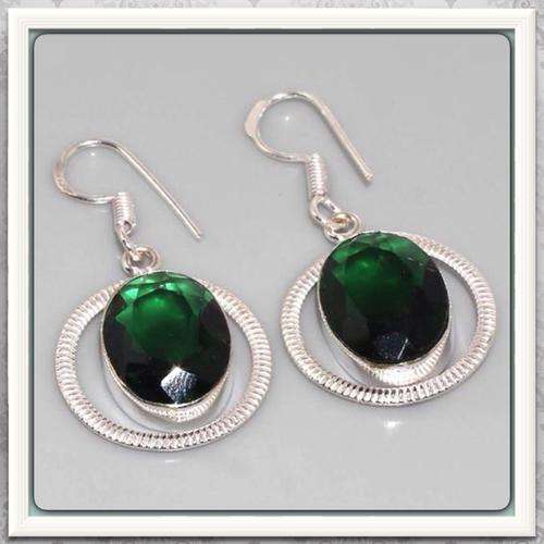 ***BEAUTIFUL EMERALD GREEN ***CHROME DIOPSIDE GEMSTONE .925 SILVER  EARRINGS