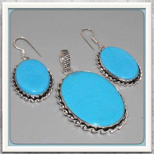 ***EXCEPTIONAL*** OVAL SHAPED MOSAIC JASPER GEMSTONE  .925  SILVER PENDANT & EARRINGS