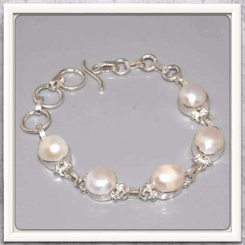 ***EVEN MORE STUNNING ON*** NATURAL BIWA PEARL , .925  SILVER BRACELET