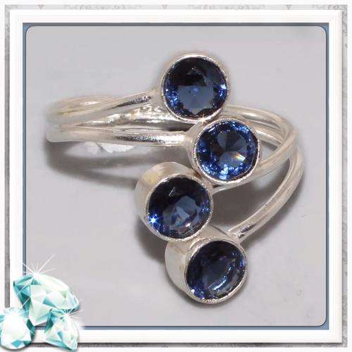 ***SPECTACULAR BEAUTY*** BLUE QUARTZ GEMSTONE .925 SILVER RING SIZE 8.5