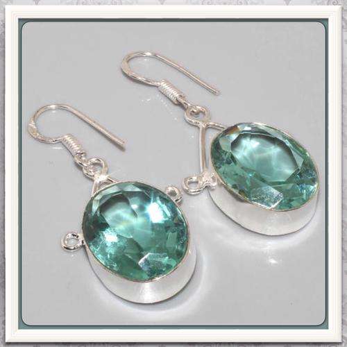 ***SOFT PASTELS*** FACETED SEA FOAM GREEN AMETHYST GEMSTONE  .925 SILVER EARRINGS