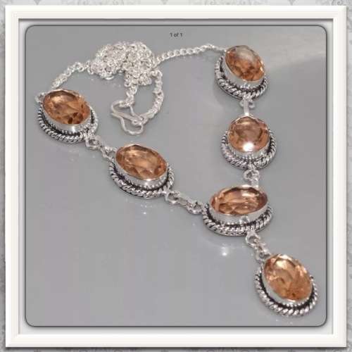 ***NEW ARRIVAL - EVER SO BEAUTIFUL*** FACETED MORGANITE GEMSTONE SILVER NECKLACE