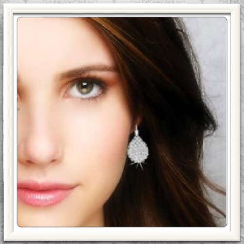 ***EXQUISITE DAZZLING***  RHINESTONE BRIDAL, EVENING WEAR SILVER ALLOY STUD/LEVERBACK EARRINGS