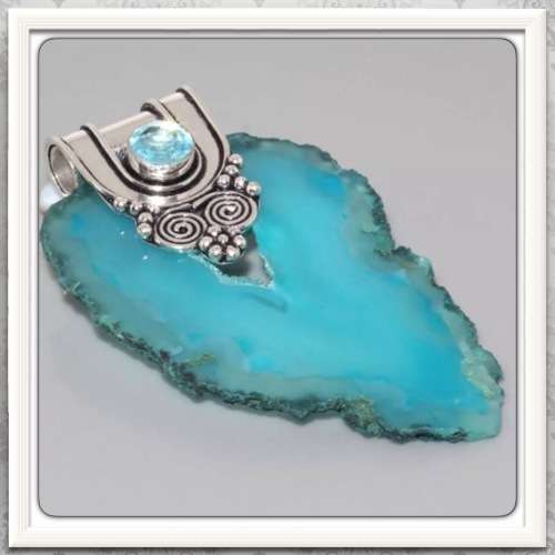 ***HOT NEW ARRIVAL*** DRUZY  AGATE GEODE SLICE GEMSTONE 925 SILVER PENDANT