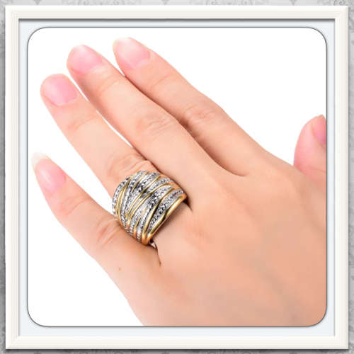 SILVER GOLD TWO TONE RING AAA QUALITY STAINLESS STEEL RING SIZE  8 US import