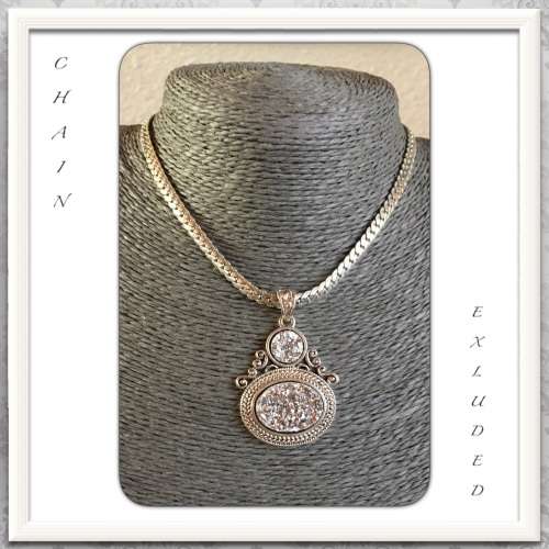 ***EXCEEDINGLY BEAUTIFUL***ANTIQUE STYLE SILVER DRUZY .925 SILVER FILLED PENDANT!