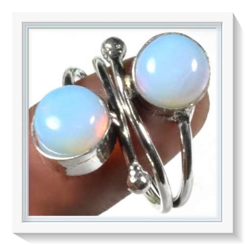 BEAUTIFUL OPALITE , GEMSTONE .925 SILVER RING SIZE 7